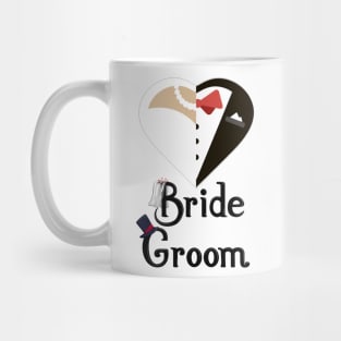 Groom and Bride married T-Shirt bride & groom With Bow Tie Tee Shirt Bachelor Party T-Shirt Mug